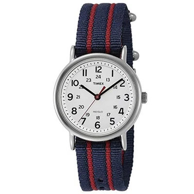 TIMEX Weekender T2N747 38mm Rojo/Azul NATO Correa Reloj de Cuarzo Indiglo NUE... - Imagen 1 de 4