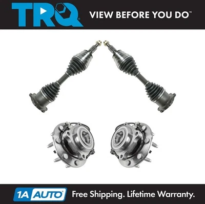 TRQ 4 Piece Steering Kit CV Axle Shafts Wheel Hub Bearing Assemblies for Chevy - Image 1 of 4