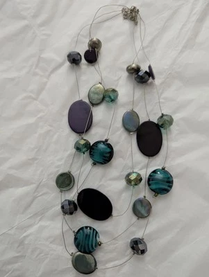  Illusions Chain Assorted Green and Blue Bead Necklace - Image 1 of 3