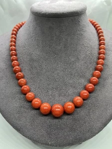 Halskette Rote Koralle Sardinien 7-13mm mit 18kt - 47cm Gold Verschluss - Bild 1 von 8