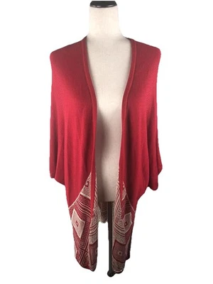 Cárdigan Plumero Umgee Talla M L Azteca Crochet Frente Abierto Kimono Top Boho Rojo DEFECTUOSO Foto 1 de 4
