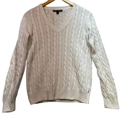Suéter Tommy Hilfiger Mujer Pescador Tejido con Cable Talla L Marfil Clásico Foto 1 de 4