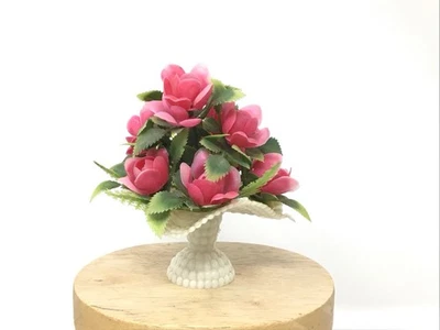 Vintage MCM Miniature Plastic Rose Centerpiece Bouquet In Vase 3.75” T Dollhouse - Image 1 of 4