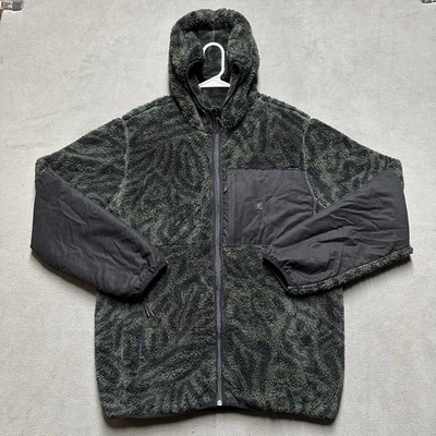 Roark Hunter Shearling Fleece Hoodie Mens XL Green Geometric Full Zip Jacket EUC - Image 1 of 4