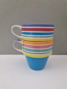 WHITTARD COLOURFUL STRIPES stacking mugs x 2 - Picture 1 of 6