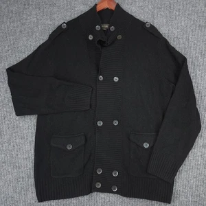 Tasso Elba Cardigan Lana di Agnello Uomo L Nero Militare Pescatore Bottone Metallo  - Foto 1 di 13