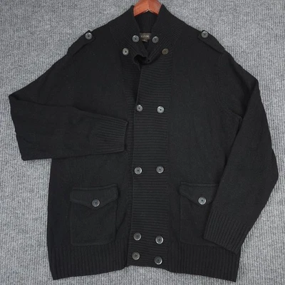 Cárdigan Tasso Elba Lana Corderos Para Hombre L Negro Militar Pescador Metal Botón  Foto 1 de 4
