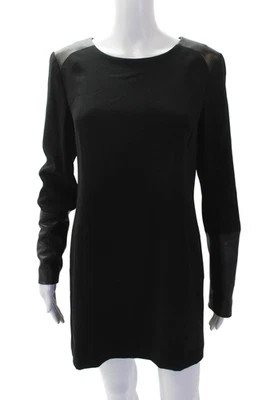 Mini Vestido para Mujer Rag & Bone Cuello Redondo Mangas Largas Borde de Cuero Negro Talla 4 Foto 1 de 4