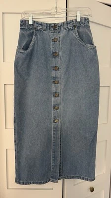 Falda vaquera larga vintage Eddie Bauer con botones delanteros talla 8 Foto 1 de 4