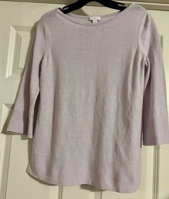 Pullover J. Jill Boho Mezcla Algodón Lino Talla S Lila Manga 3/4  Foto 1 de 4