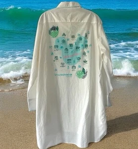 Disney Vacation Club DVC Cover Up Button Down Resort Logo White Shirt Size Large - Picture 1 of 12