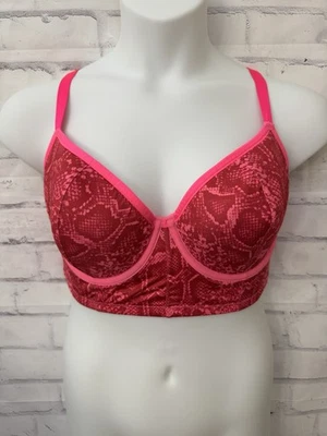 Cacique Bra Size 38DDD Lightly Lined Demi Pink Snake Underwire Sexy Lingerie - Image 1 of 4