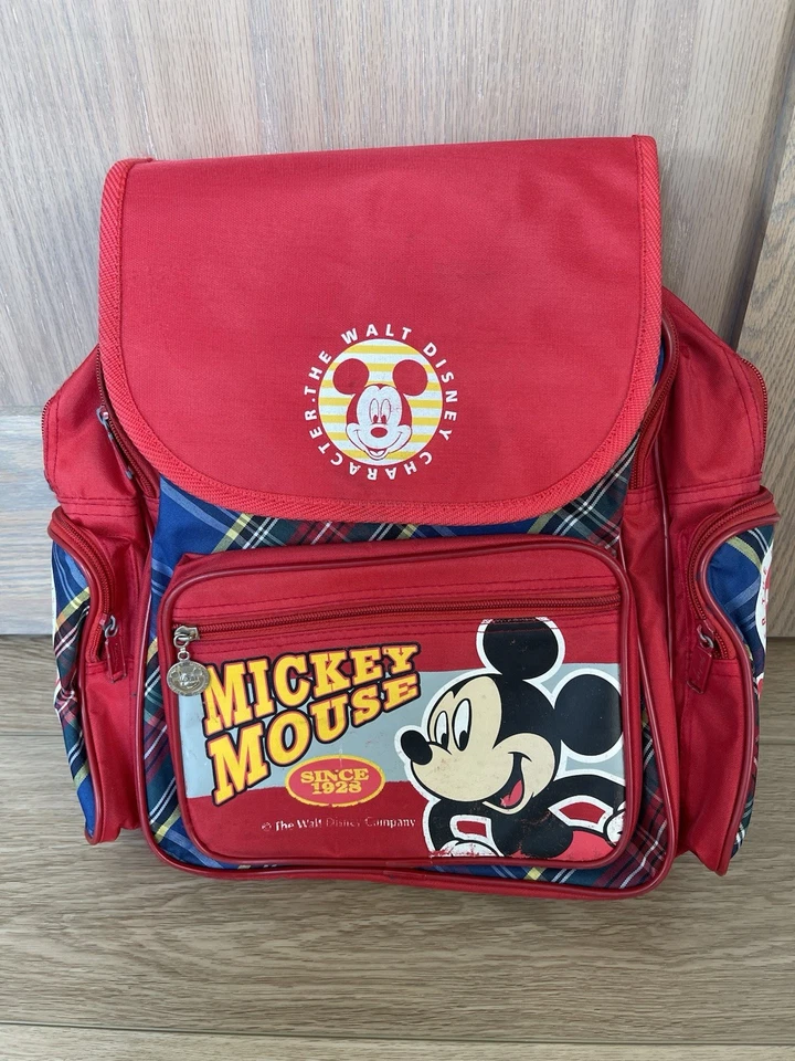 Mickey Mouse Backpack Vintage Royal Tartan Plaid Walt Disney Rare Bag 80’s 90’s - Image 1 of 4