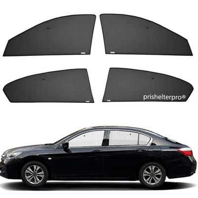 Ajuste para Honda Accord 13-17 janela lateral preto prata acampamento privacidade guarda-sol 4 peças - Imagem 1 de 4