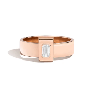 Banda de diamantes de oro de 18k para hombre 'Wedding Lab creada esmeralda 0,33 quilates rosa Foto 1 de 4