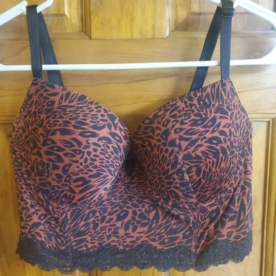 Adore Me Balconette Bra 34D Red Leopard Print Sexy Lingerie Underwire - Image 1 of 4