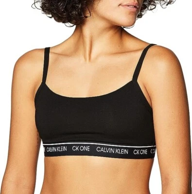 Bralette sin forro de algodón Calvin Klein Ck One para mujer L negro NUEVO Foto 1 de 4