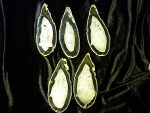 RARE! 5 GEODE THIN SLABS FROM SAME STONE CRAFT STAIN GLASS WIND CHIMES W1-10 - Picture 1 of 3
