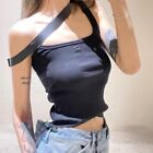 Knit Courreges Shoulder Asymmetric Bandage Design Cami Vest Tank Top Women