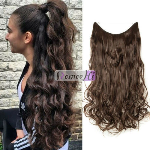 Wavy Curly Human Hair Extensions Hidden  Invisible Wire Piece Secret Miracle - Image 1 of 4