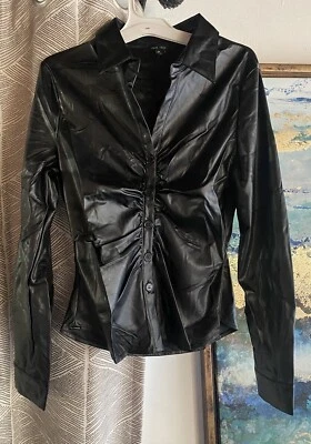 Camisa Love Tree Mujer Negra Imitación Cuero Manga Larga Talla Pequeña Nueva Con Etiquetas Foto 1 de 4