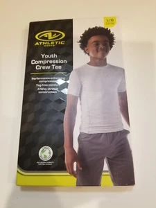 Athletic Works Youth Compression weißes Crew-T-Shirt Größe L (10/12) Jungen NEU - Bild 1 von 2