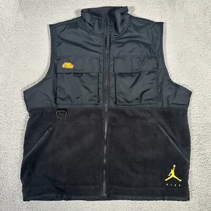 Nike Air Jordan Vest Mens Large Black Fleece Full Zip Jumpman Logo Loose Fit - Picture 1 of 10
