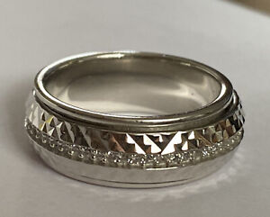 Tjc sim Diamond silver tone Spinner Ring size K