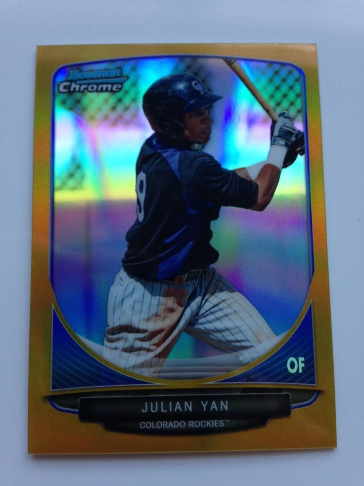 2013 Bowman Chrome Mini Gold Refractor Julian Yan Rockies RC 216 #’d 21/50 - Image 1 of 1