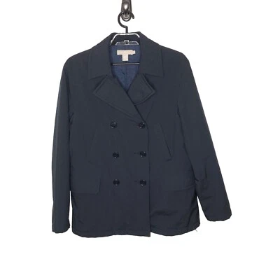 J Crew Womens Short Pea Coat Size Medium. Navy Blue Double Breast Pockets - Image 1 of 4