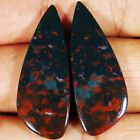 Natural Bloodstone Pair Cabochon Gemstone Fancy Shape 26.40 Cts 12X34x3 Mm Nm-34