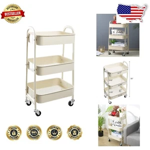 Versatile Carrello Utilità Mobile a 3 Livelli in Beige: Perfetto per Casa o Ufficio - Foto 1 di 10