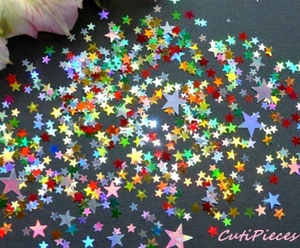 Arte en uñas brillo holográfico rojo verde plata estrellas doradas paquete pequeño brillos P2 - Imagen 1 de 3