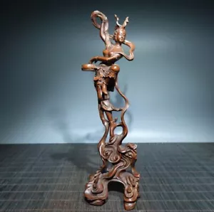 Chinese Antique Boxwood Carved Beautiful Woman Statue Sculpture Home Decor Art - Picture 1 of 8