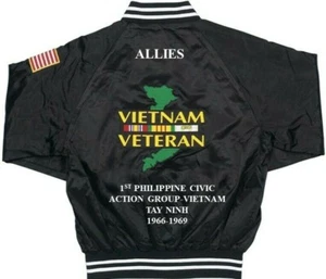 1ST PHILIPPINE CIVIC ACTION GROUP VIETNAM EMBROIDERED SATIN JACKET(BACK ONLY) - Picture 1 of 7
