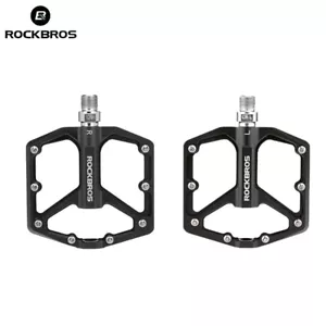 ROCKBROS MTB Road Bike Aluminum Alloy Pedals Bicycle Flat Pedals Bearing 9/16" - Picture 1 of 9
