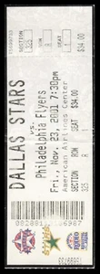 Boleto de hockey Ed Belfour 23 de noviembre de 2001 Dallas Stars vs Philadelphia Flyers NHL - Imagen 1 de 2