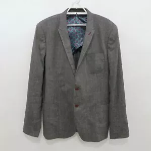 Ted Baker Linen Blazer Suit Jacket Mens 6 US 94 Gray Two Button - Picture 1 of 10