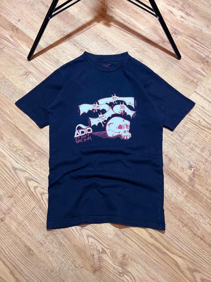 Vintage Y2K Adio Skateboarding T-Shirt Graphic Print Skull Logo Size S Slim Fit - Image 1 of 4