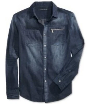 Sean John Men's Denim Blue  Wash Long Sleeve Shirt Size L - Image 1 of 4