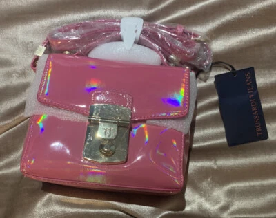 Bandolera TRUSSARDI Linea Levanto con bolsa antipolvo ROSA HOLOGRÁFICA ~ NUEVA CON ETIQUETAS Foto 1 de 4