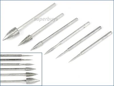 6pc 1 - 6mm Sharp Pointed Spear Diamond Mounted Mount Head Rotary Drill Bit Tool - image 1 of 4