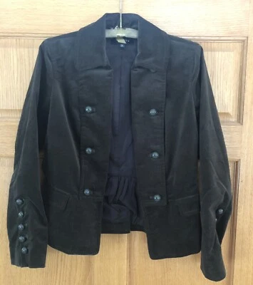 TALBOTS Olive Green Military Style Velvet Jacket 4 Petite EUC - Image 1 of 4