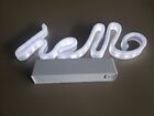 LED Neon Hello Sign Light Shape Night Lamp Decor Wall Lamp Battery w Stand