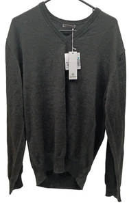 KANGRA Cashmere Grey, EXTREMELY COMFORTABLE Long Sleeve Silk V-Neck Unisex Sz 56 - Picture 1 of 15