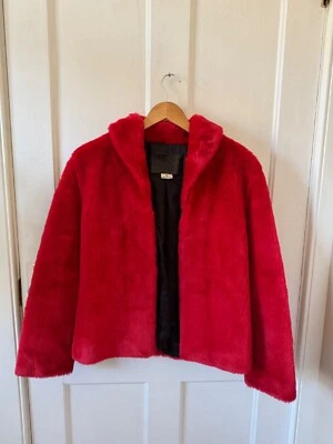 Chaqueta De Colección GUESS Para Mujer Roja Frente Abierto Imitación Piel Talla Mediana M Hecha en Italia Foto 1 de 4