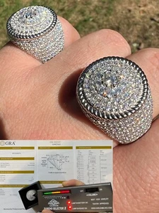 Men's 925 Silver Iced MOISSANITE RING Passes Tester Pinky Hip Hop BIG 4.5ct - Picture 1 of 12