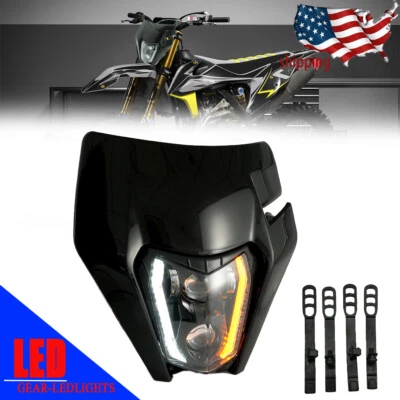 Faro LED con máscara negra para KTM 250 350 450 690 Enduro R SMC-R Foto 1 de 4