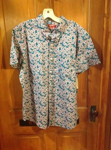 NWT Arizona Jeans Mens Shirt Hawaiian Print Teal and Pink sz XL - Picture 1 of 6