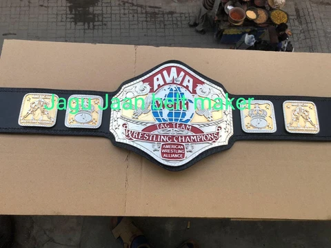 AWA world tag team wrestling championship belt adult zinc plates 4mm Cover